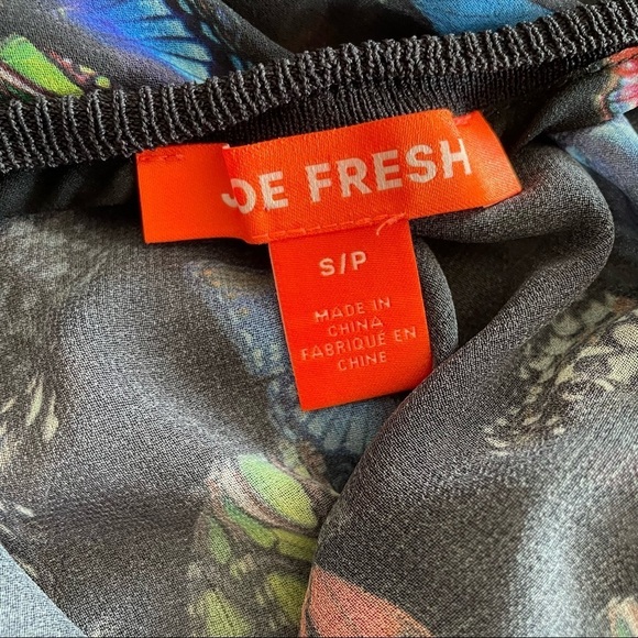 Joe Fresh black sheer  butterfly short sleeved tunic blouse top - Picture 6 of 7